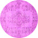 Round Machine Washable Persian Pink Traditional Rug, wshtr2130pnk