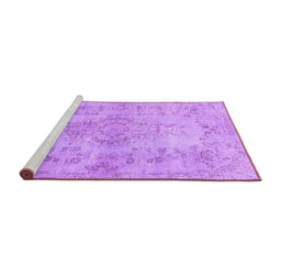 Sideview of Machine Washable Persian Purple Traditional Area Rugs, wshtr2130pur