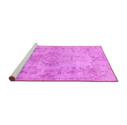 Sideview of Machine Washable Persian Pink Traditional Rug, wshtr2130pnk