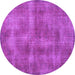 Round Machine Washable Persian Purple Bohemian Area Rugs, wshtr2131pur