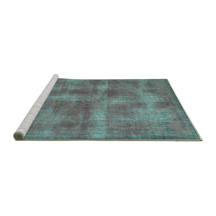 Sideview of Machine Washable Persian Turquoise Bohemian Area Rugs, wshtr2131turq