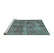Sideview of Machine Washable Persian Turquoise Bohemian Area Rugs, wshtr2131turq