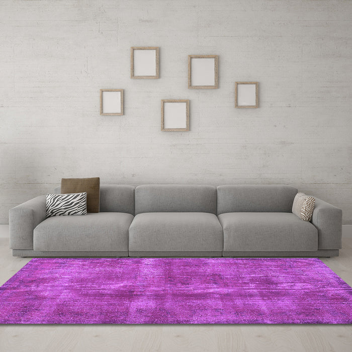 Machine Washable Persian Purple Bohemian Area Rugs in a Living Room, wshtr2131pur