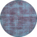 Round Machine Washable Persian Light Blue Bohemian Rug, wshtr2131lblu