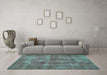 Machine Washable Persian Turquoise Bohemian Area Rugs in a Living Room,, wshtr2131turq