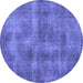 Round Persian Blue Bohemian Rug, tr2131blu