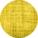 Round Persian Yellow Traditional Rug, tr2132yw