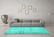 Machine Washable Persian Turquoise Traditional Area Rugs in a Living Room,, wshtr2132turq