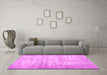 Machine Washable Persian Pink Traditional Rug in a Living Room, wshtr2132pnk