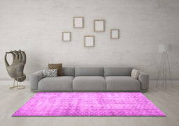 Machine Washable Persian Pink Traditional Rug in a Living Room, wshtr2132pnk