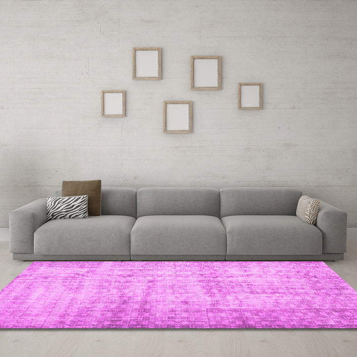 Machine Washable Persian Pink Traditional Rug in a Living Room, wshtr2132pnk
