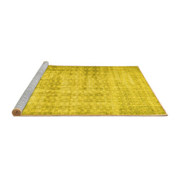 Sideview of Machine Washable Persian Yellow Traditional Rug, wshtr2132yw