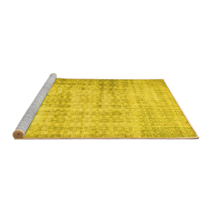 Sideview of Machine Washable Persian Yellow Traditional Rug, wshtr2132yw