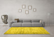 Machine Washable Persian Yellow Traditional Rug in a Living Room, wshtr2132yw