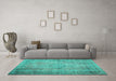 Machine Washable Persian Turquoise Traditional Area Rugs in a Living Room,, wshtr2133turq