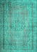 Machine Washable Persian Turquoise Traditional Area Rugs, wshtr2133turq