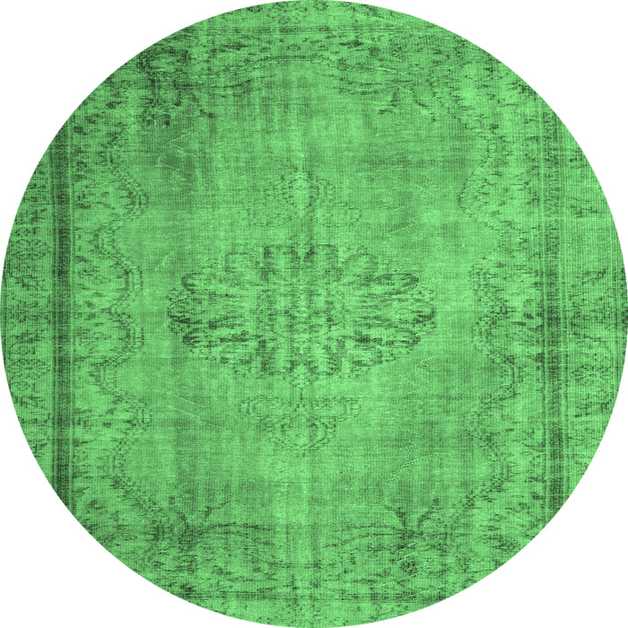 Round Persian Emerald Green Traditional Rug, tr2133emgrn