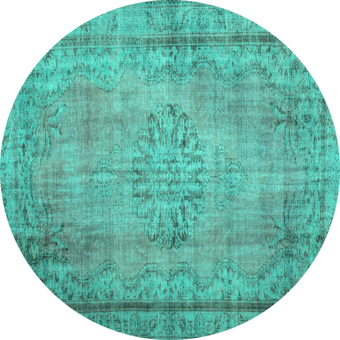 Round Machine Washable Persian Turquoise Traditional Area Rugs, wshtr2133turq