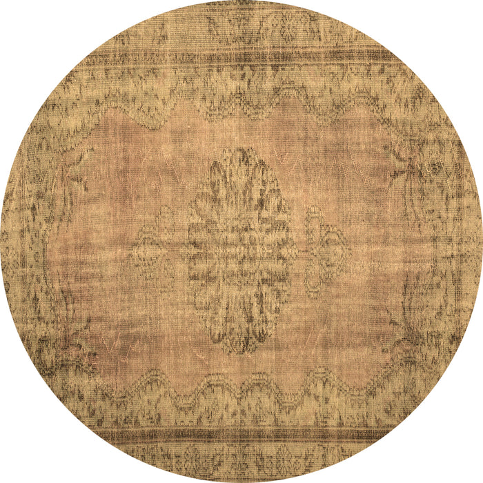 Round Machine Washable Persian Brown Traditional Rug, wshtr2133brn