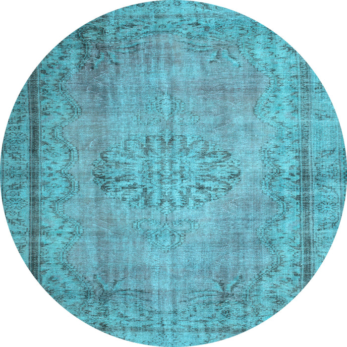 Round Machine Washable Persian Light Blue Traditional Rug, wshtr2133lblu