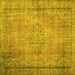 Square Machine Washable Persian Yellow Traditional Rug, wshtr2133yw