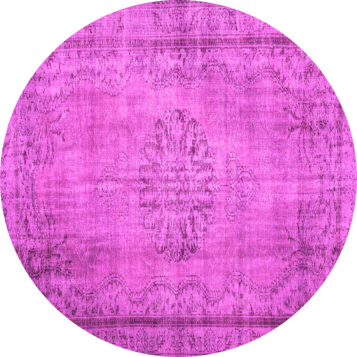 Round Machine Washable Persian Pink Traditional Rug, wshtr2133pnk
