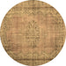 Round Persian Brown Traditional Rug, tr2133brn