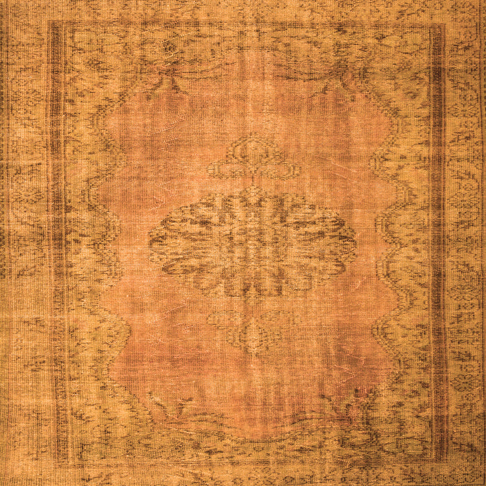 Round Machine Washable Persian Orange Traditional Area Rugs, wshtr2133org