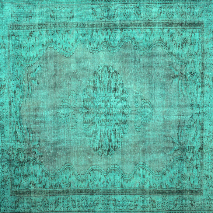 Square Machine Washable Persian Turquoise Traditional Area Rugs, wshtr2133turq