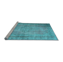 Sideview of Machine Washable Persian Light Blue Traditional Rug, wshtr2133lblu