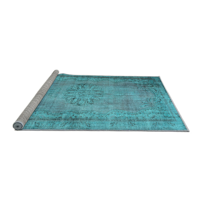 Sideview of Machine Washable Persian Light Blue Traditional Rug, wshtr2133lblu