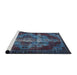 Sideview of Machine Washable Traditional Steel Blue Rug, wshtr2134