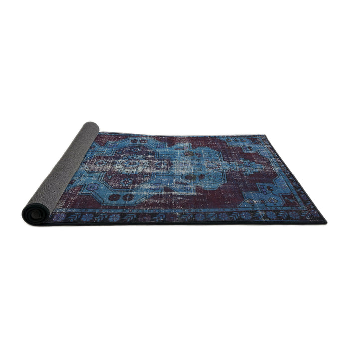 Sideview of Traditional Steel Blue Persian Rug, tr2134