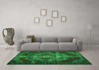 Machine Washable Persian Green Bohemian Rug, wshtr2134grn