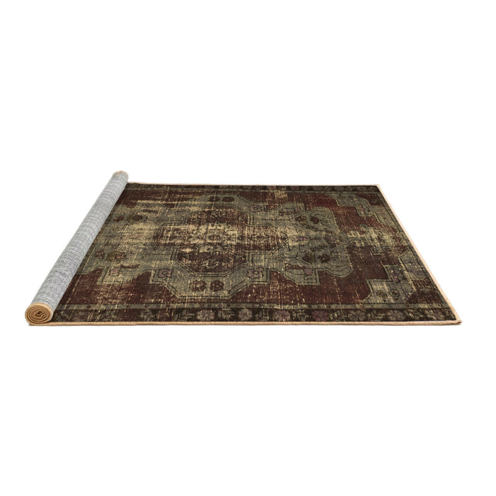 Sideview of Machine Washable Persian Brown Bohemian Rug, wshtr2134brn