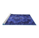 Sideview of Machine Washable Persian Blue Bohemian Rug, wshtr2134blu