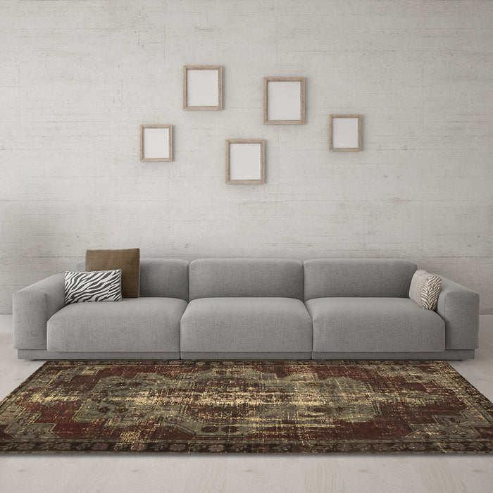 Machine Washable Persian Brown Bohemian Rug in a Living Room,, wshtr2134brn