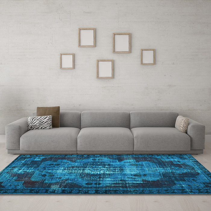 Machine Washable Persian Light Blue Bohemian Rug in a Living Room, wshtr2134lblu