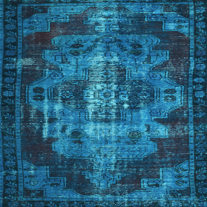 Square Machine Washable Persian Light Blue Bohemian Rug, wshtr2134lblu