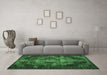 Machine Washable Persian Emerald Green Bohemian Area Rugs in a Living Room,, wshtr2134emgrn