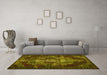 Machine Washable Persian Yellow Bohemian Rug in a Living Room, wshtr2134yw