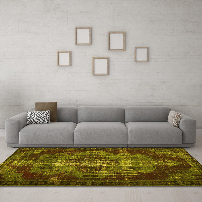 Machine Washable Persian Yellow Bohemian Rug in a Living Room, wshtr2134yw