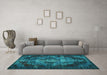 Machine Washable Persian Turquoise Bohemian Area Rugs in a Living Room,, wshtr2134turq