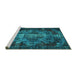 Sideview of Machine Washable Persian Turquoise Bohemian Area Rugs, wshtr2134turq