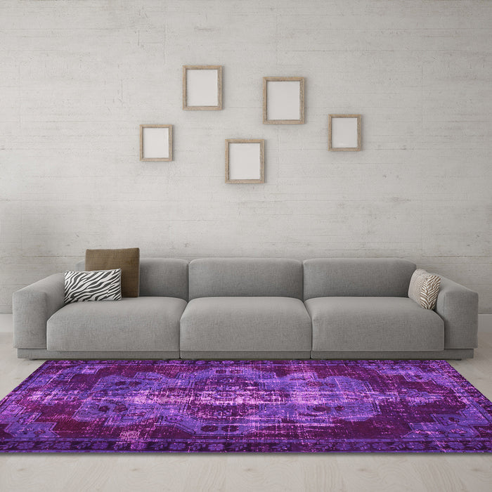 Machine Washable Persian Pink Bohemian Rug in a Living Room, wshtr2134pnk