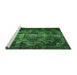 Sideview of Machine Washable Persian Emerald Green Bohemian Area Rugs, wshtr2134emgrn