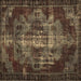 Square Machine Washable Persian Brown Bohemian Rug, wshtr2134brn