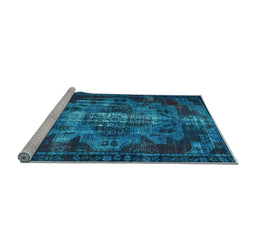 Sideview of Machine Washable Persian Light Blue Bohemian Rug, wshtr2134lblu
