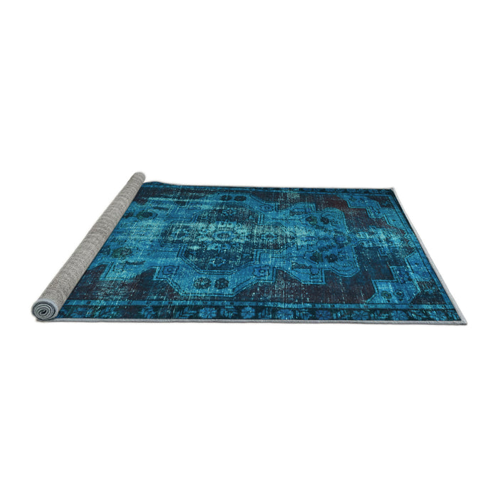 Sideview of Machine Washable Persian Light Blue Bohemian Rug, wshtr2134lblu