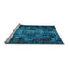 Sideview of Machine Washable Persian Light Blue Bohemian Rug, wshtr2134lblu